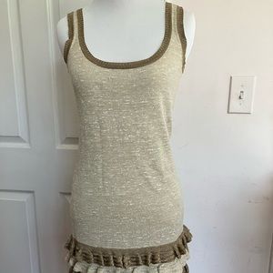 Diane Von Furstenberg gold beige knee length dress Sz M